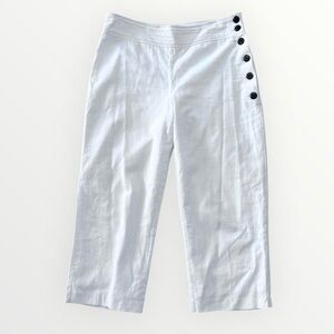 Rachel Zoe white linen blend crop lined pants